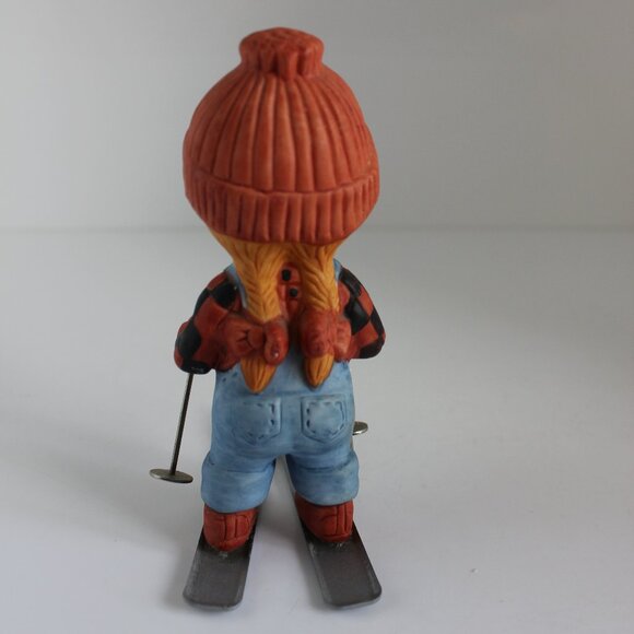 Enesco COUNTRY COUSINS GIRL SKIER Katie Katy 4" Porcelain Figurine Metal Skis - Picture 6 of 8